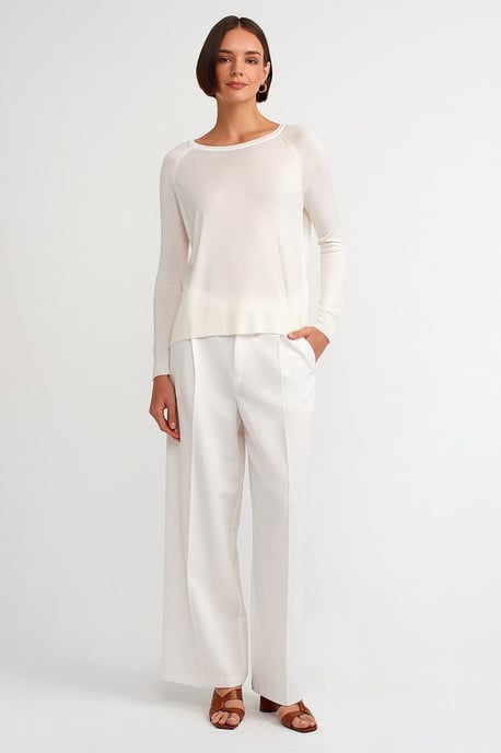 Damen Rippstrick Rundhalsausschnitt Pullover - Image 3