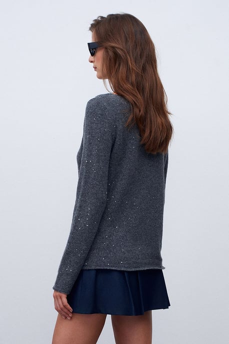 Bootshaus-Ausschnitt Pailletten Strickpullover - Image 2