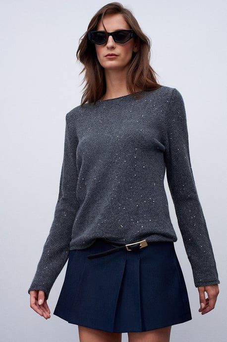 Bootshaus-Ausschnitt Pailletten Strickpullover - Image 3