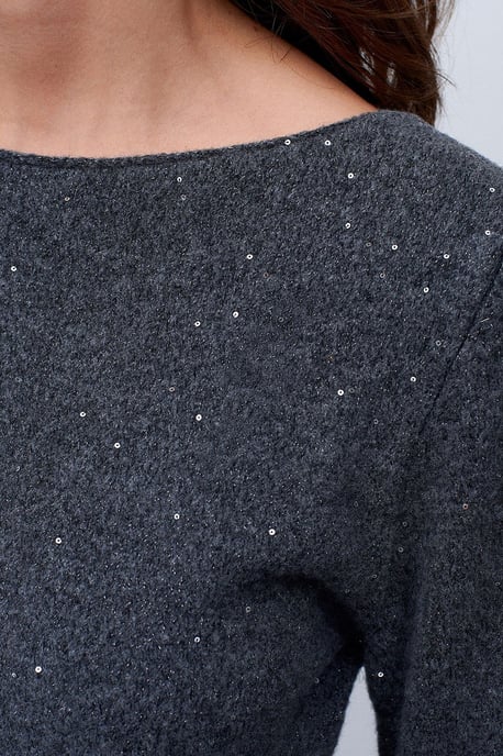 Bootshaus-Ausschnitt Pailletten Strickpullover - Image 4