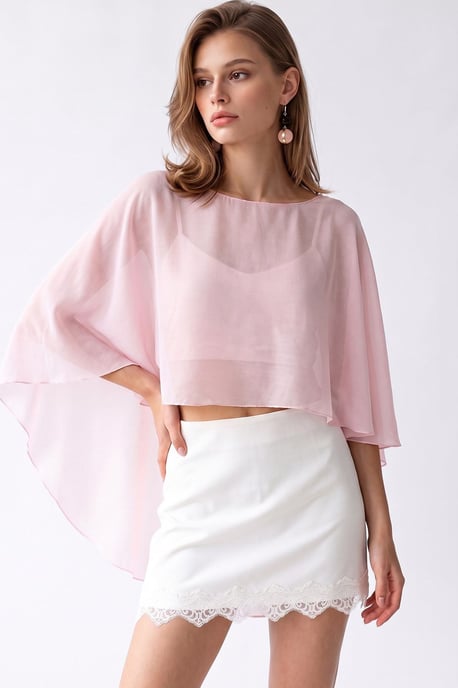 Lockere Chiffon-Bluse mit Rundhalsausschnitt - Image 1