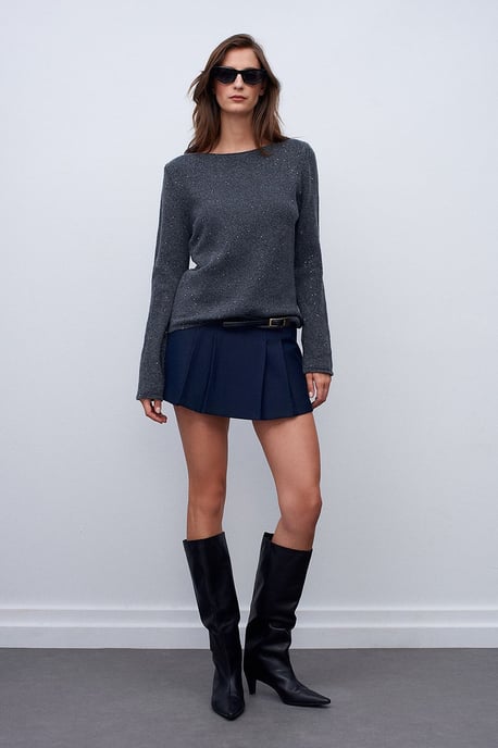 Bootshaus-Ausschnitt Pailletten Strickpullover - Image 5
