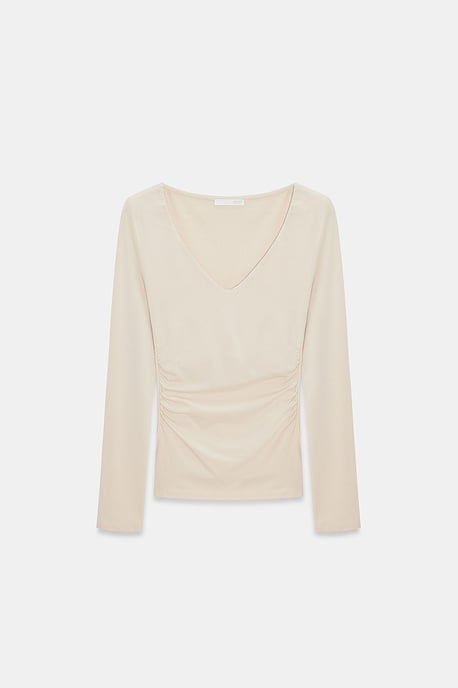 Schmale Passform V-Ausschnitt Strickbluse - Image 5