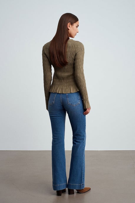 Strukturierte Strick-Bluse mit Knopfleiste - Image 2
