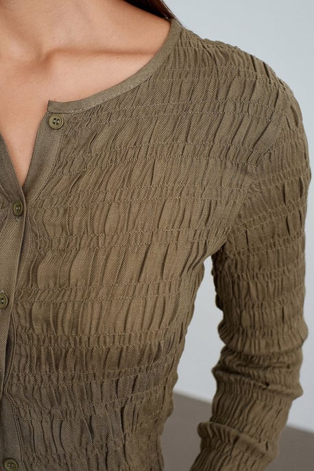 Strukturierte Strick-Bluse mit Knopfleiste - Image 4