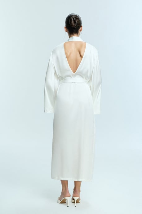 Lange Gewebte Robe mit Schalkragen - Image 2