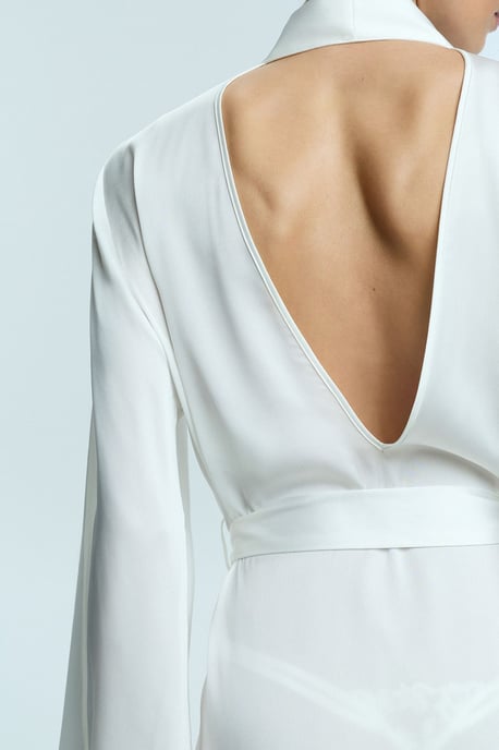 Lange Gewebte Robe mit Schalkragen - Image 3