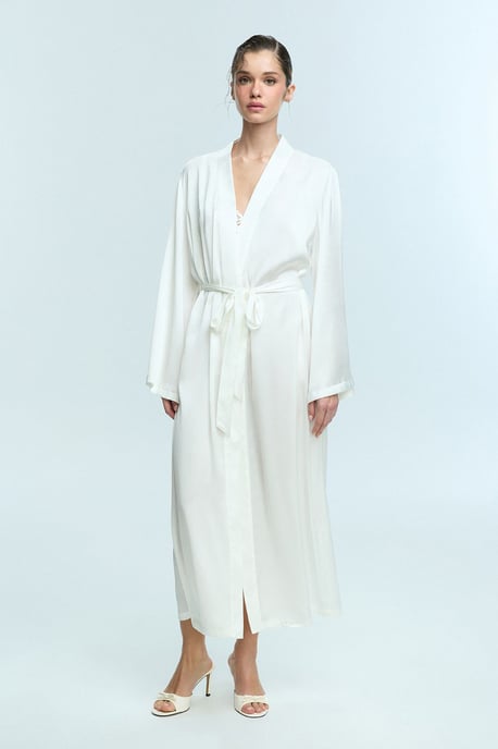 Lange Gewebte Robe mit Schalkragen - Image 4