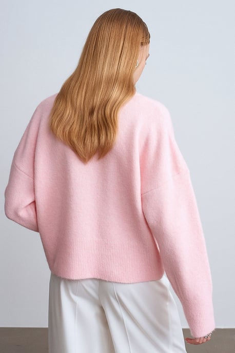 Damen V-Ausschnitt Rippstrickpullover - Image 2