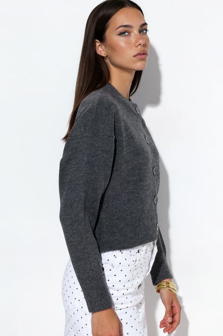 Geknöpfter, gerippter Crop-Cardigan - Image 2