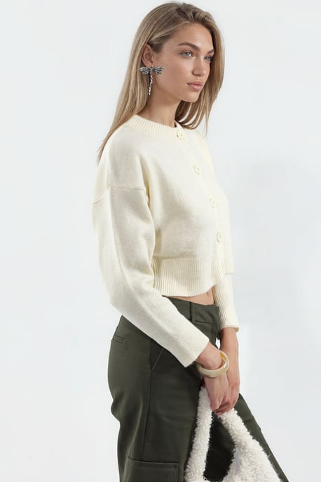 Geknöpfter, gerippter Crop-Cardigan - Image 2