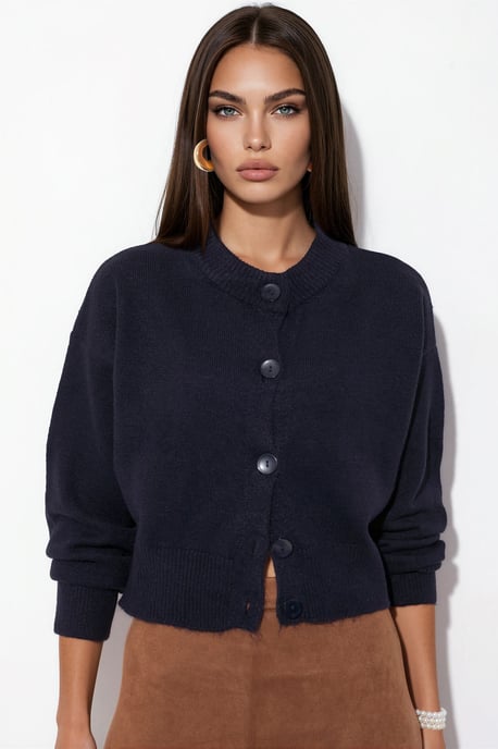 Geknöpfter, gerippter Crop-Cardigan - Image 2