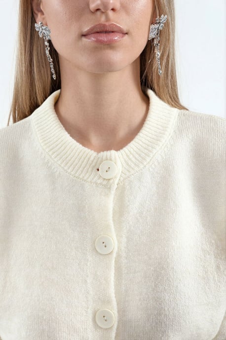 Geknöpfter, gerippter Crop-Cardigan - Image 3