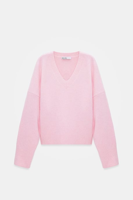 Damen V-Ausschnitt Rippstrickpullover - Image 5