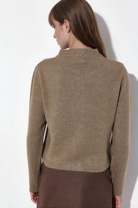 Rippstrick Rundhalsausschnitt Knopf-Cardigan - Image 3