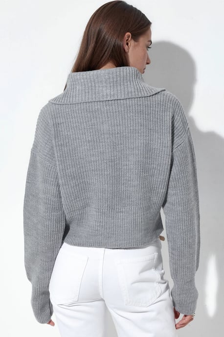 Damen Cropped Gerippter Reißverschluss Cardigan - Image 4