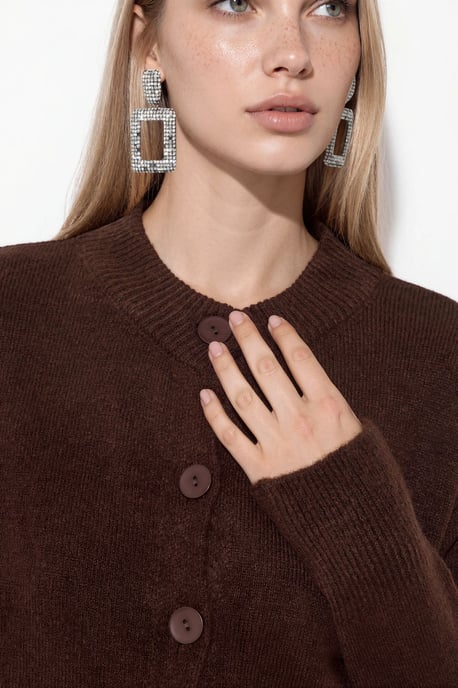 Geknöpfter, gerippter Crop-Cardigan - Image 4