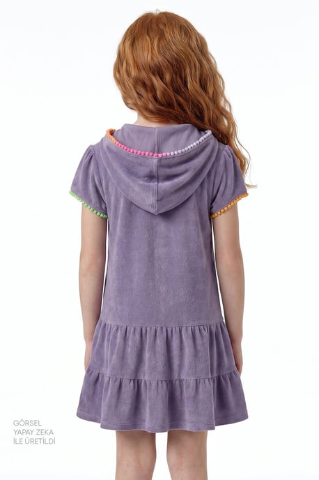 Jugend Mini Strick Kaftan Cover-up mit Pompon-Detail - Image 2