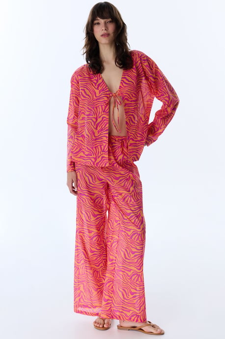 Übergroßer gestreifter Baumwoll-Strand-Kimono - Image 5