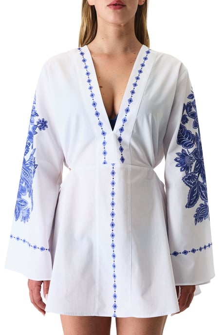 Übergroßer Blumen Baumwoll-Strandkaftan - Image 4