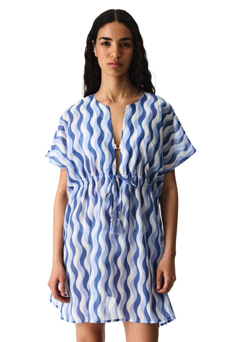 Übergroßer gewebter Baumwoll-Geometrischer Strand-Kaftan - Image 1