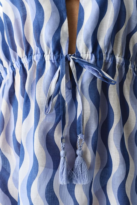 Übergroßer gewebter Baumwoll-Geometrischer Strand-Kaftan - Image 3