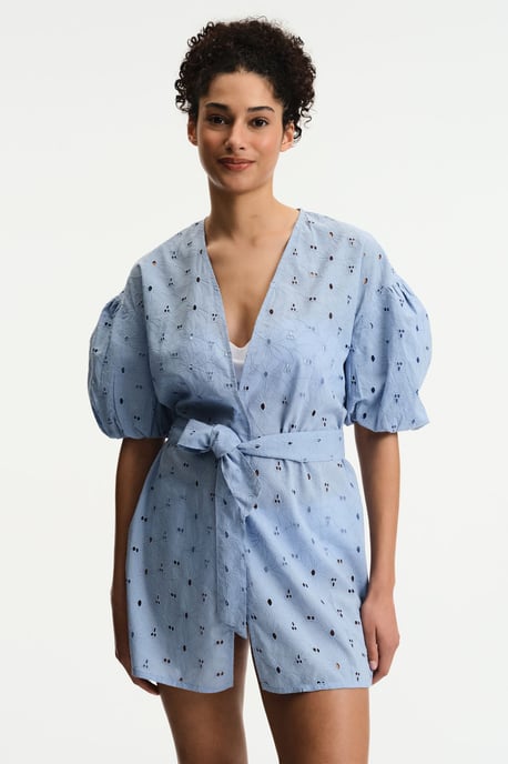 Bestickter Baumwoll-Strandkimono mit Gürtel - Image 1