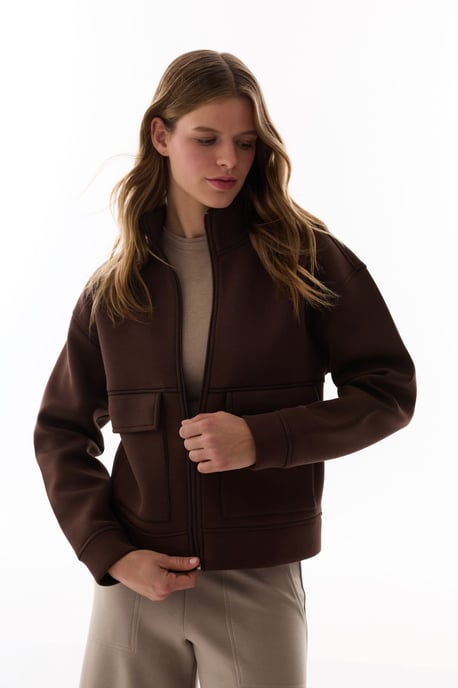 Midi gestrickte Jacke mit Reißverschluss vorne - Image 1