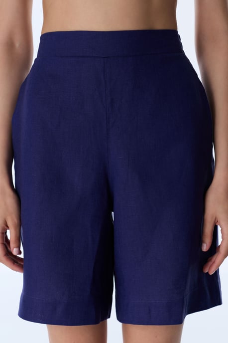 Leinenweite Shorts mit mittlerer Taille - Image 1