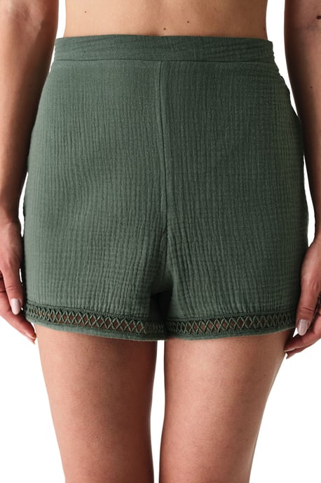 Damen Baumwoll-Mittelbund Gewebte Shorts - Image 1