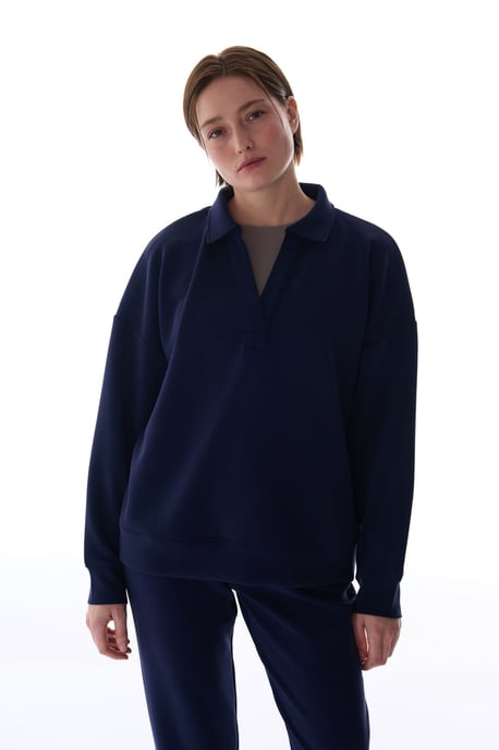 Übergroßer Strickpullover mit Bindekragen - Image 1