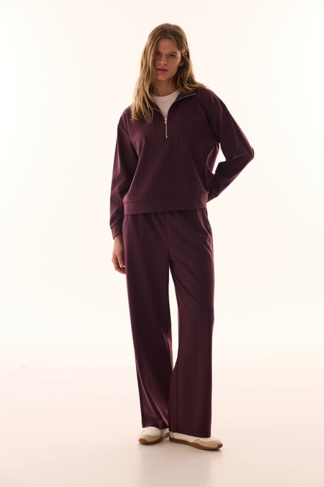 Überdimensioniertes gestreiftes Half-Zip Sweatshirt - Image 3