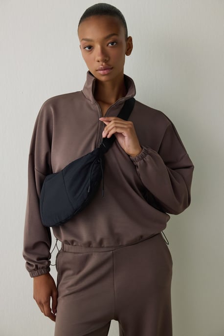 Damen Crop Half-Zip Sweatshirt - Image 1