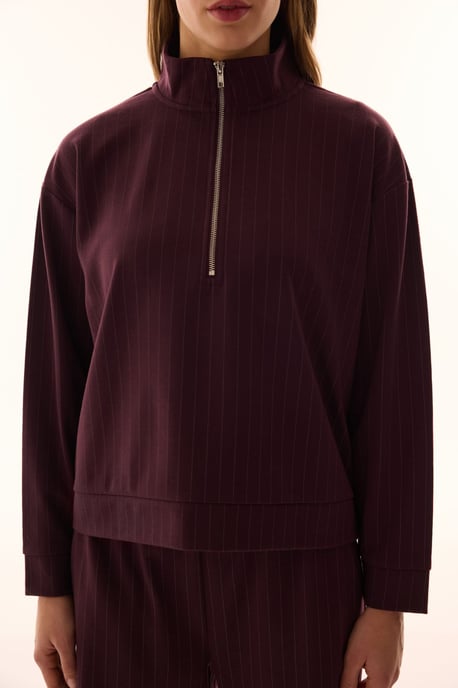 Überdimensioniertes gestreiftes Half-Zip Sweatshirt - Image 6
