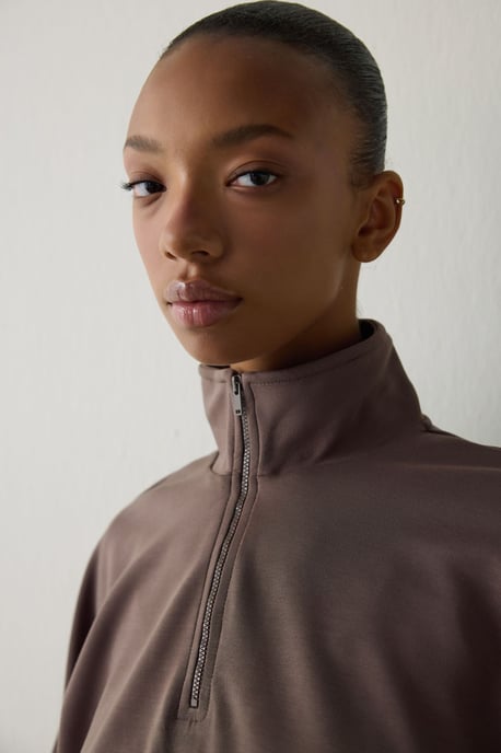 Damen Crop Half-Zip Sweatshirt - Image 5