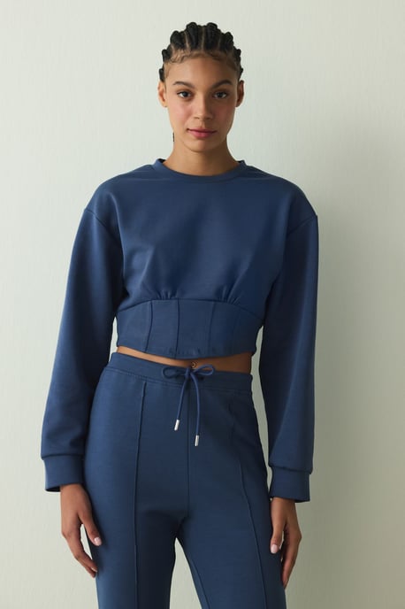 Damen Kurzes Crew-Neck Sweatshirt - Image 1