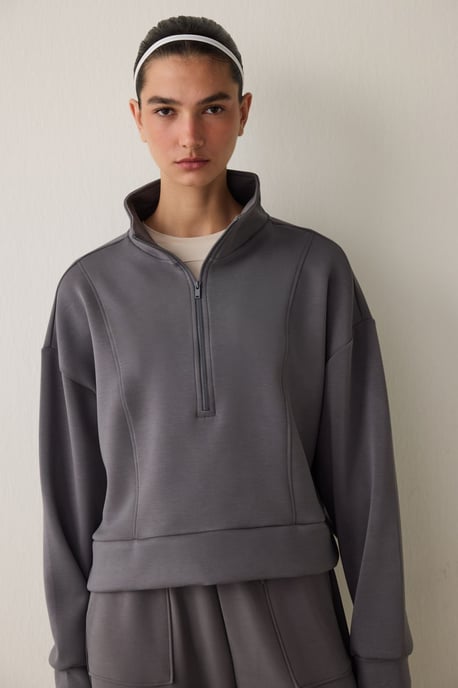 Übergroßer Half-Zip Strickpullover - Image 2