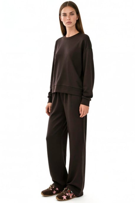Modal Touch Basic Sweatshirt & Weite Beinhose Zwei-Teile Coord Set - Image 2