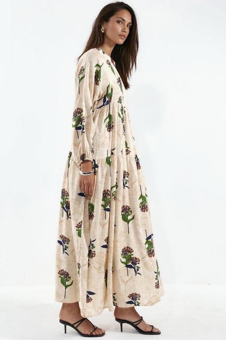 Gemustertes V-Ausschnitt Maxikleid - Image 2