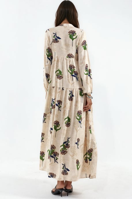 Gemustertes V-Ausschnitt Maxikleid - Image 3