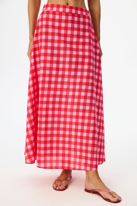 Maxi-Rock aus Baumwoll-Gingham für Damen - Image 1