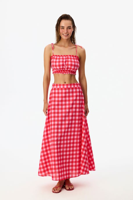 Maxi-Rock aus Baumwoll-Gingham für Damen - Image 3