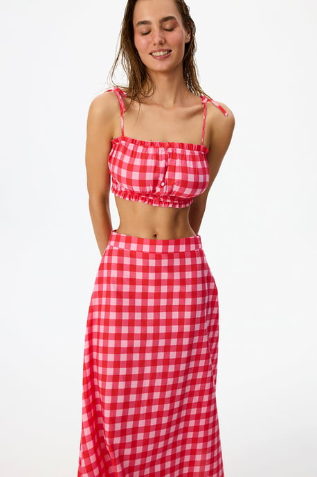 Maxi-Rock aus Baumwoll-Gingham für Damen - Image 4