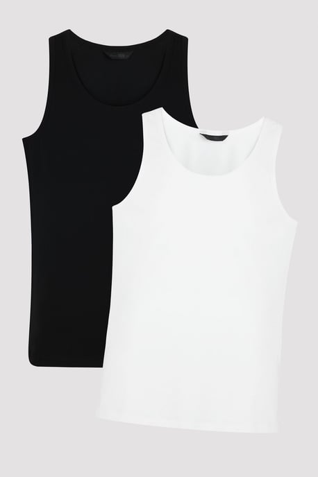 Herren 2er-Pack Baumwoll-Mischung U-Ausschnitt Tanktops - Image 1