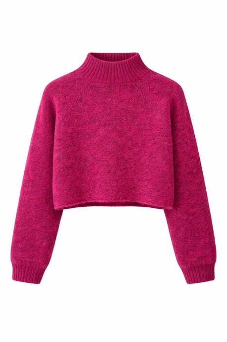 Damen verkürzter strukturierter Strickpullover - Image 1