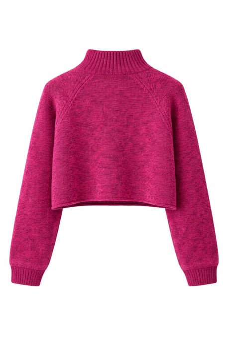 Damen verkürzter strukturierter Strickpullover - Image 4