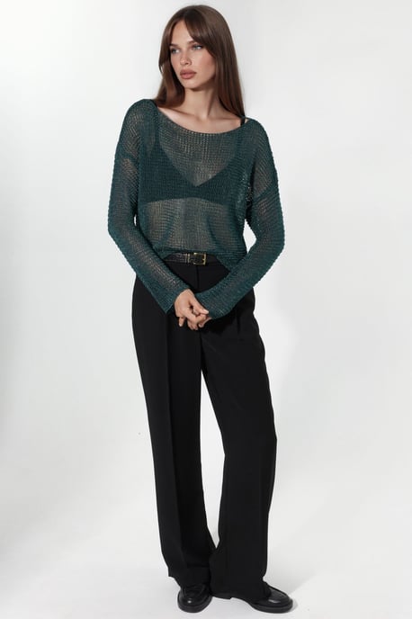 Halbtransparente Bootsausschnitt-Strickpullover - Image 4