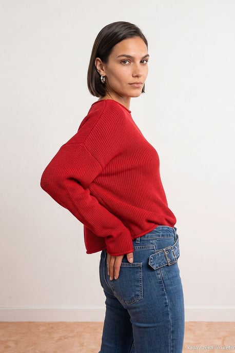 Damen Rippstrick Boot-Neck Pullover - Image 4