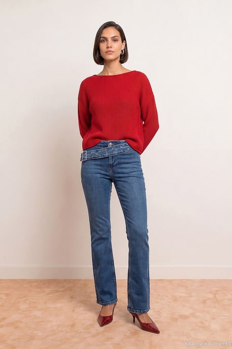 Damen Rippstrick Boot-Neck Pullover - Image 5