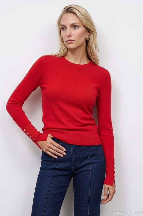 Rippstrick Rundhals Slim Fit Pullover - Image 1